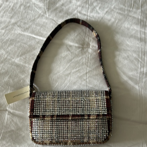 Anthropologie Fiona Beaded bag - rhinestone plaid edition NWT - Picture 3 of 7